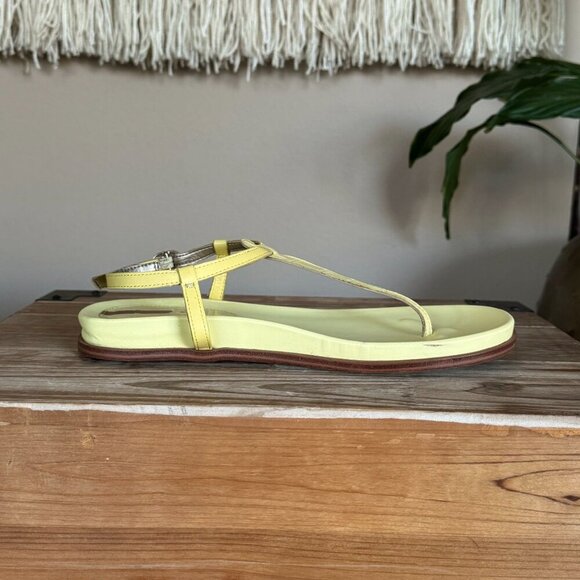 Sam Edelman Naomi Butter Yellow Croc Thong Angle Strap Thong Flat Sandal Size 8 - Picture 9 of 17